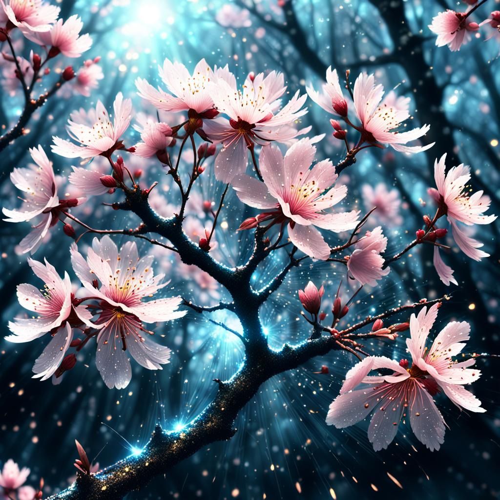 Epic Sakura Flower in a Magical Forest
