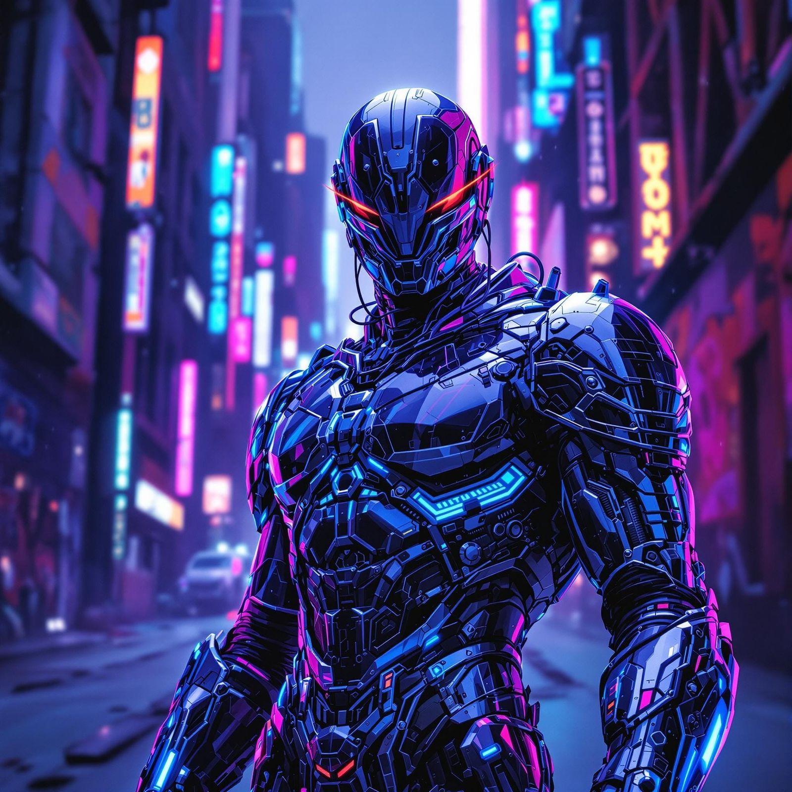 Cyberpunk Technomancer in Chrome Armor