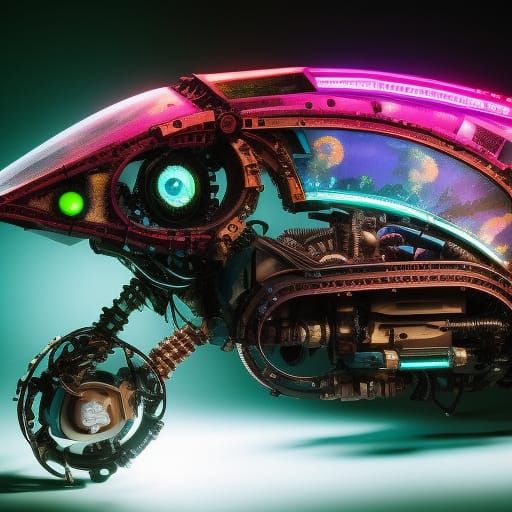 Biopunk Mech Platypus Robot in Neon Ink
