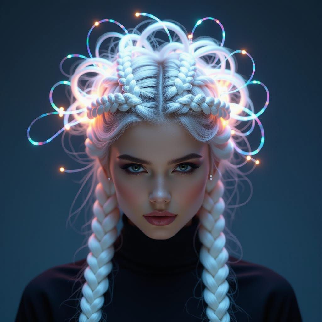 Mystical Braids with Iridescent Fibers in Ethereal Style