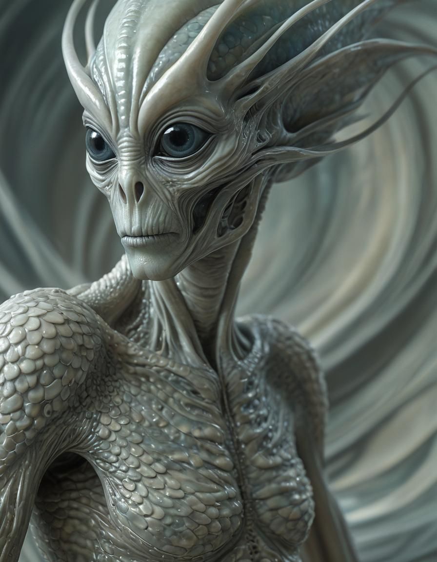 Alien Portrait in Surrealist Hyperrealism, Macro Photography