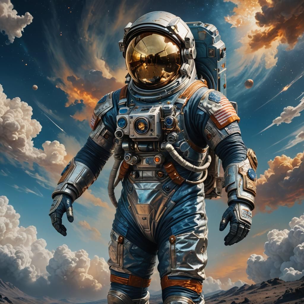 Heroic Astronaut in Impressionist Style, 8K Resolution