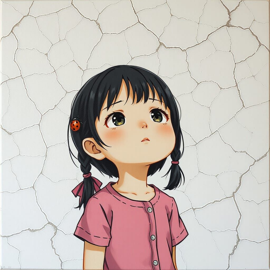 Anime Girl and Ladybug Skyward Gaze