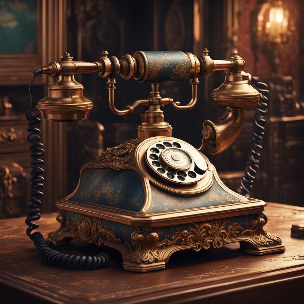 Vintage Telephone in Detailed Matte Painting Style