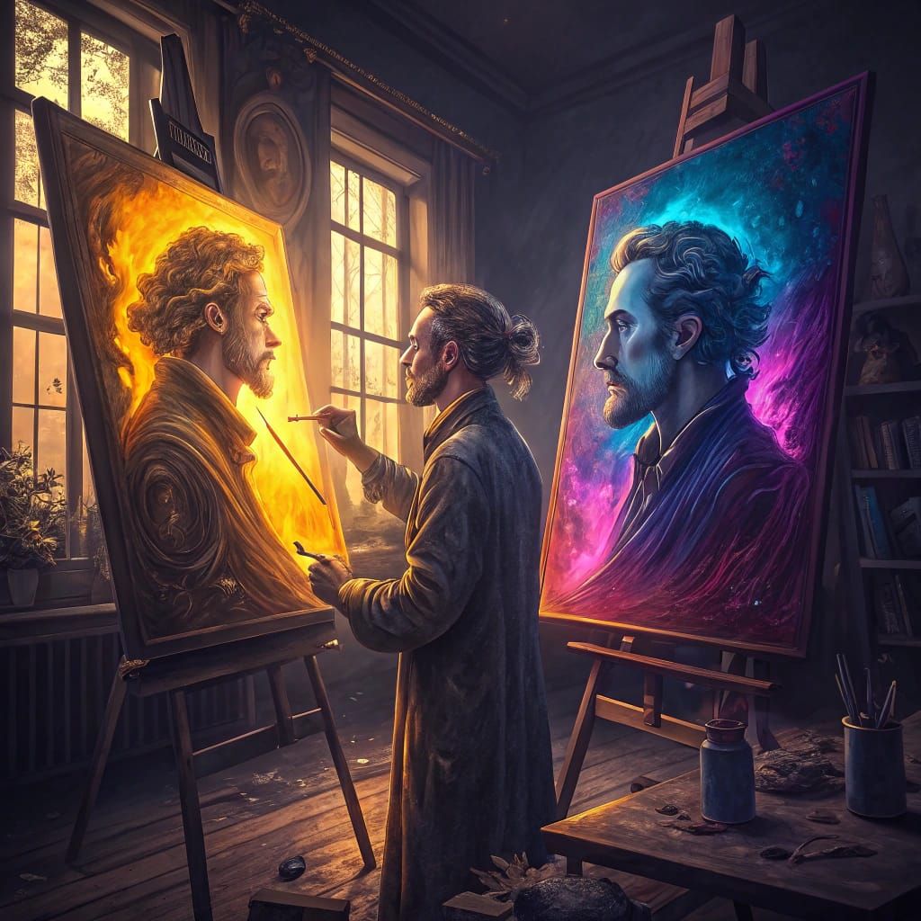 Surreal Portraits Unite in a Dreamlike Art Studio