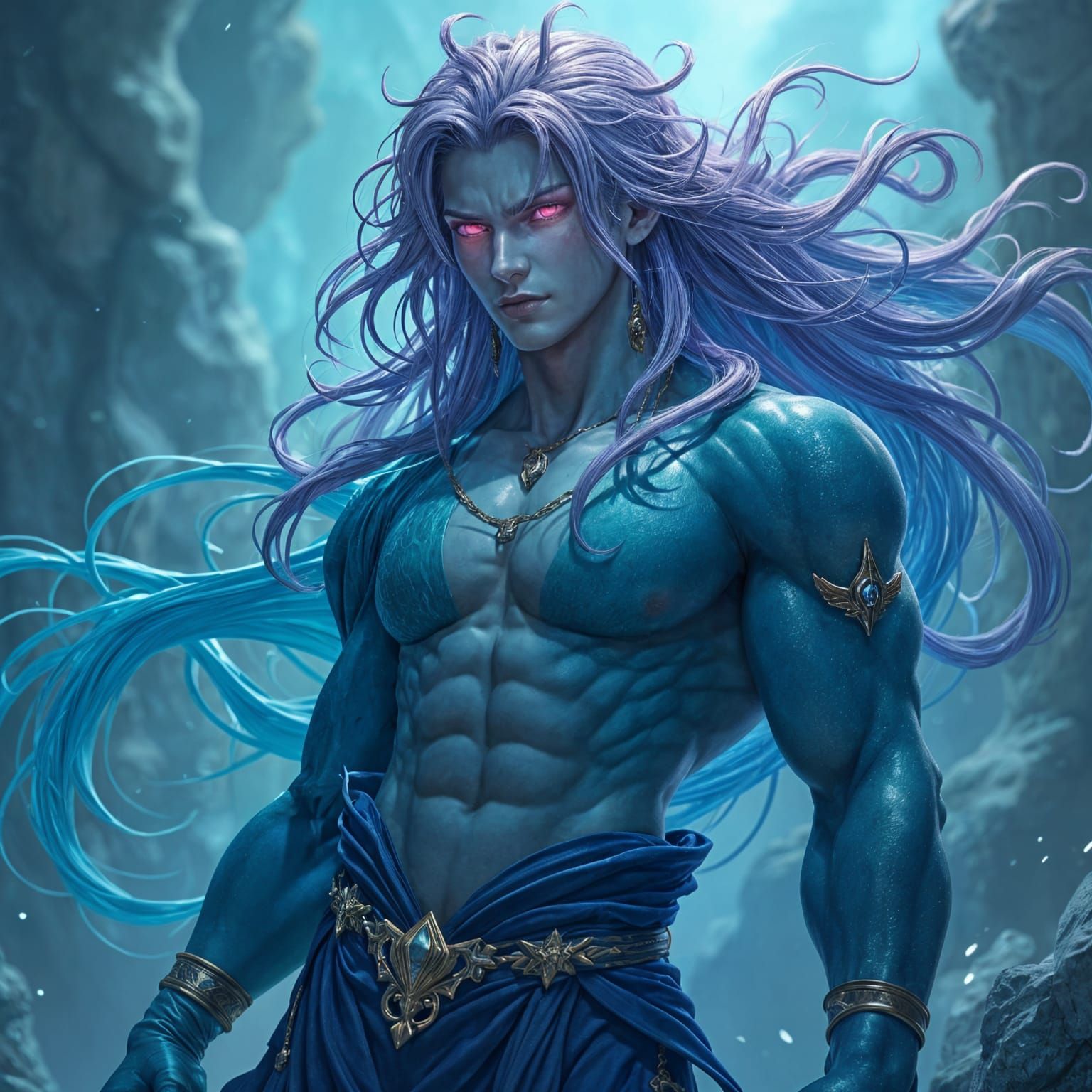 Enchanting Merfolk Portrait in Vibrant Wizard Attire