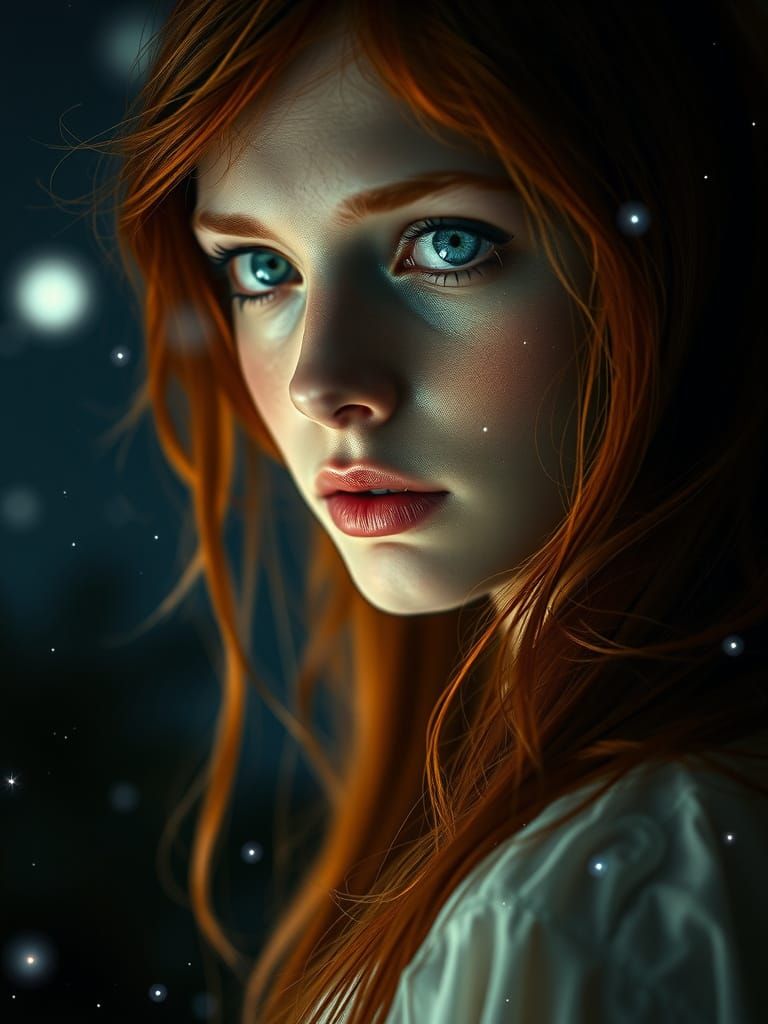 Beautiful woman in the moonlight