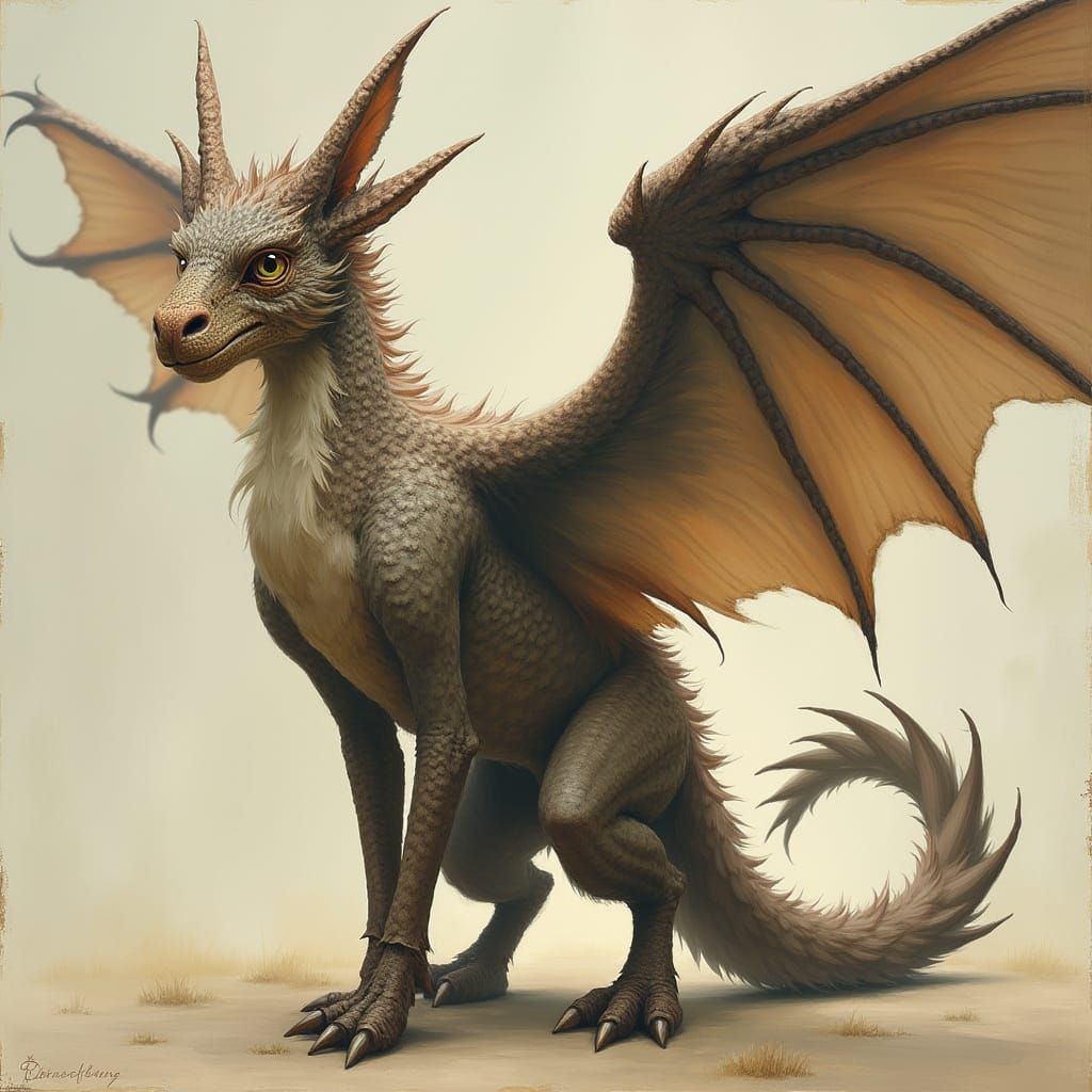 Majestic Winged Creature in Realistic Digital Art