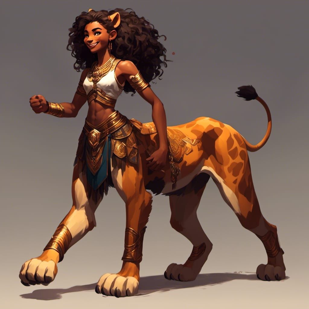 Happy Black Girl as a Wemic Creature