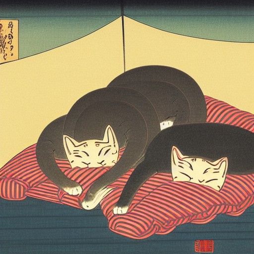Cats Sleeping in Sunbeams: Ukiyo-e Retrofuturism