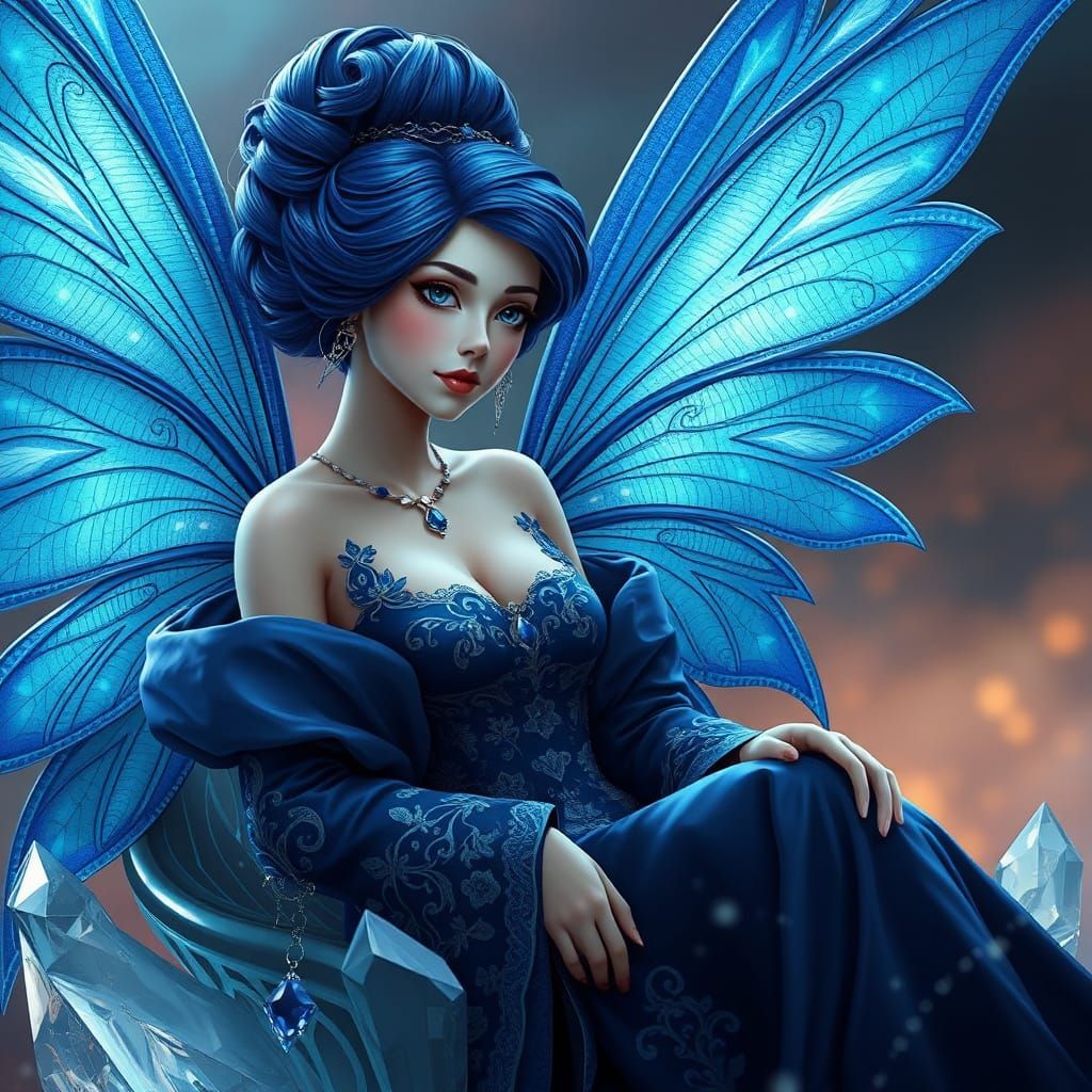 Sapphire Fairy Queen in Eiichiro Oda Style Regal Portrait