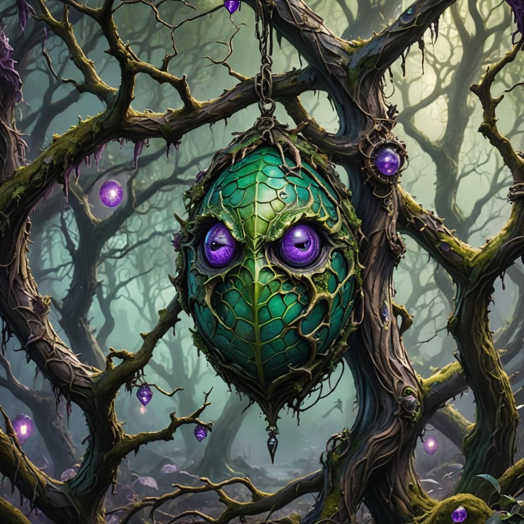 Biopunk Dragon Egg in Surreal Swamp Landscape