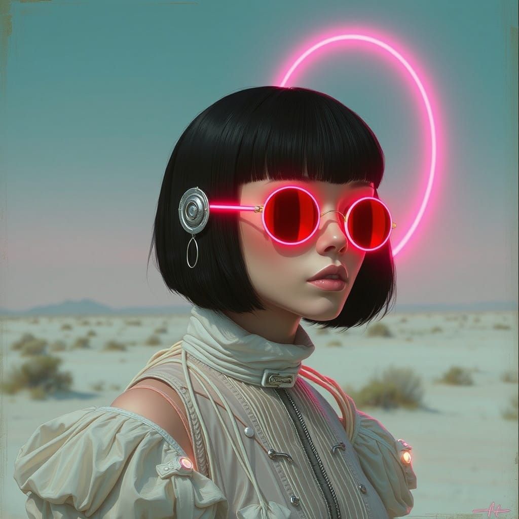 Neon God of Regret in Cyberpunk Style