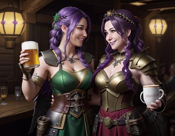 Fantasy Characters Share a Drink in Tavern