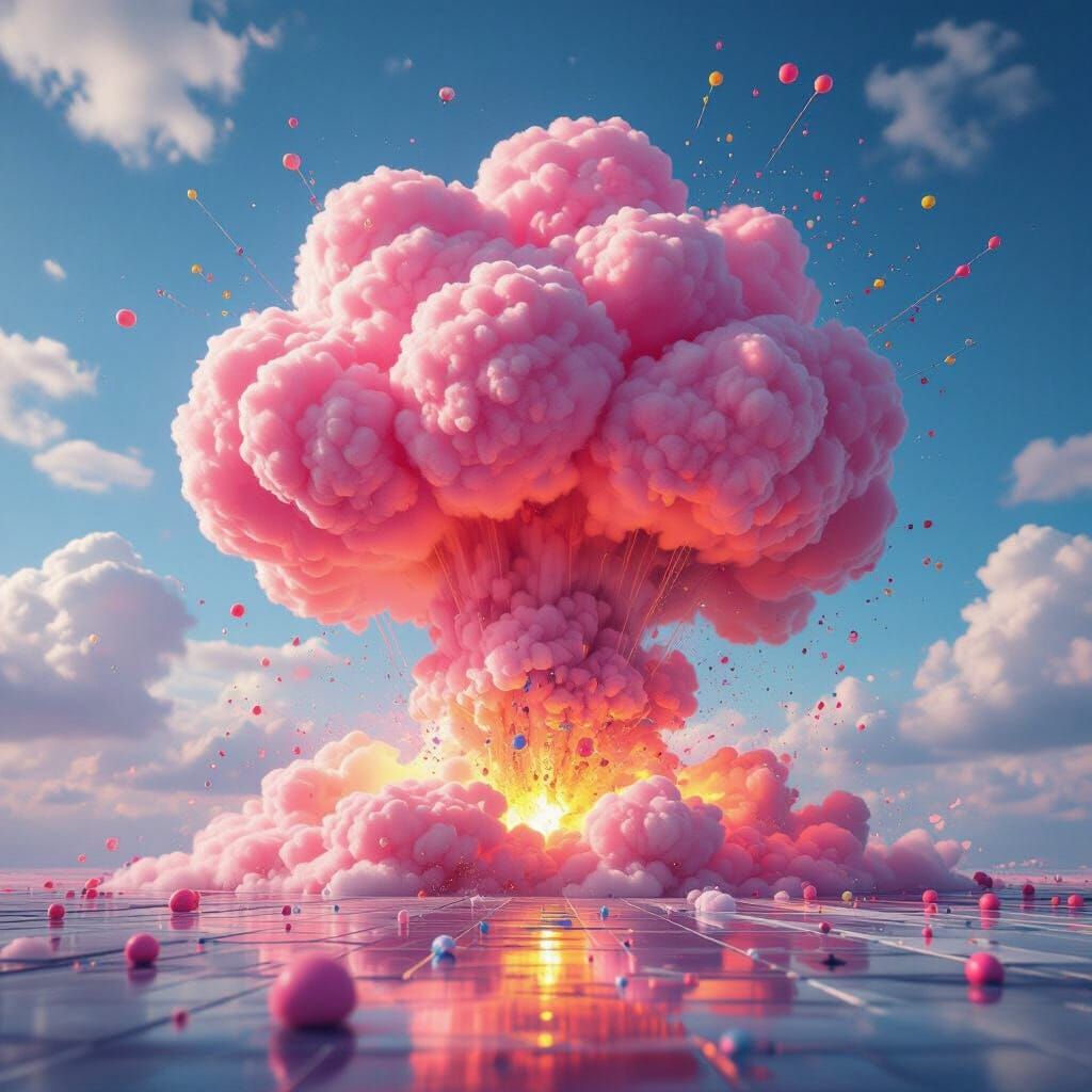Surreal Pink Cotton Candy Nuclear Explosion in 8k