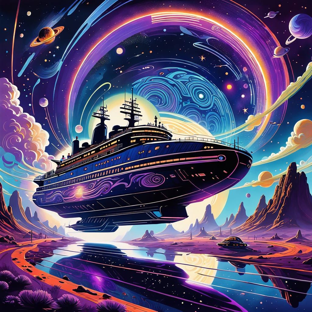 Electric Cosmic Dreamscape in Groovy Space Trucking Style