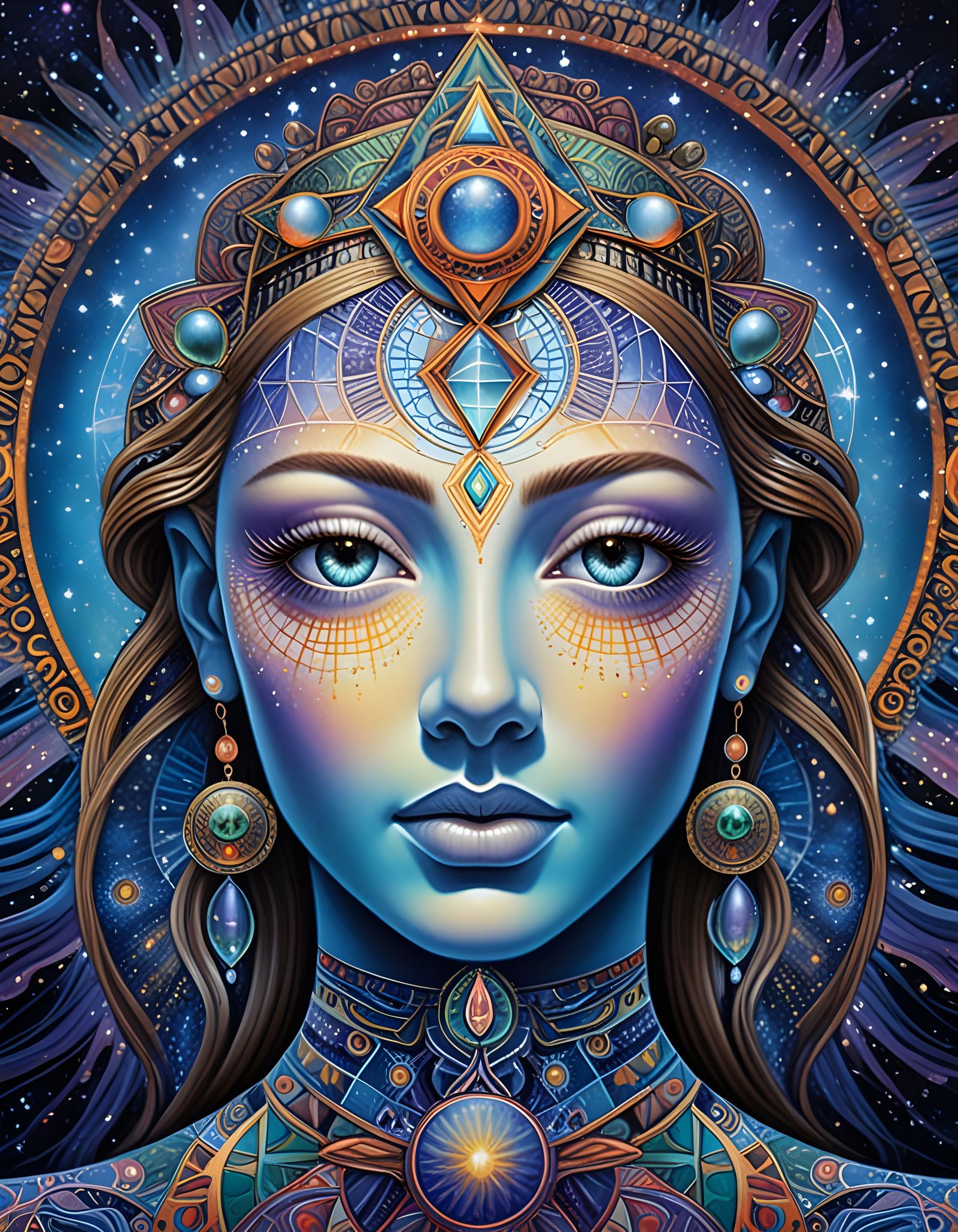 Ethereal Being in Sacred Geometry Aura