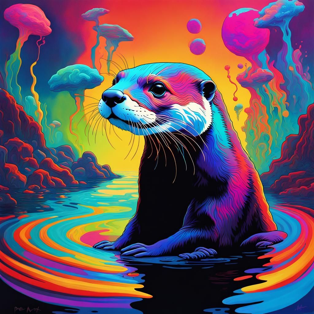 Surreal Otter's Psychedelic Trip: Black Velvet Art