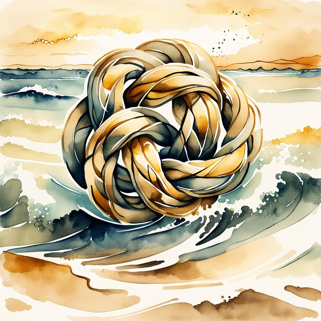 Watercolor Sea Knot Sketch in Vintage Style