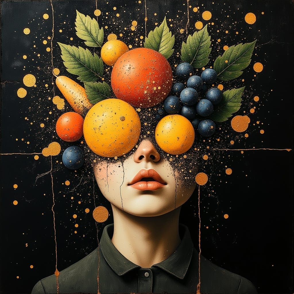 Fruit and Vegetable Portrait in Baroque Style