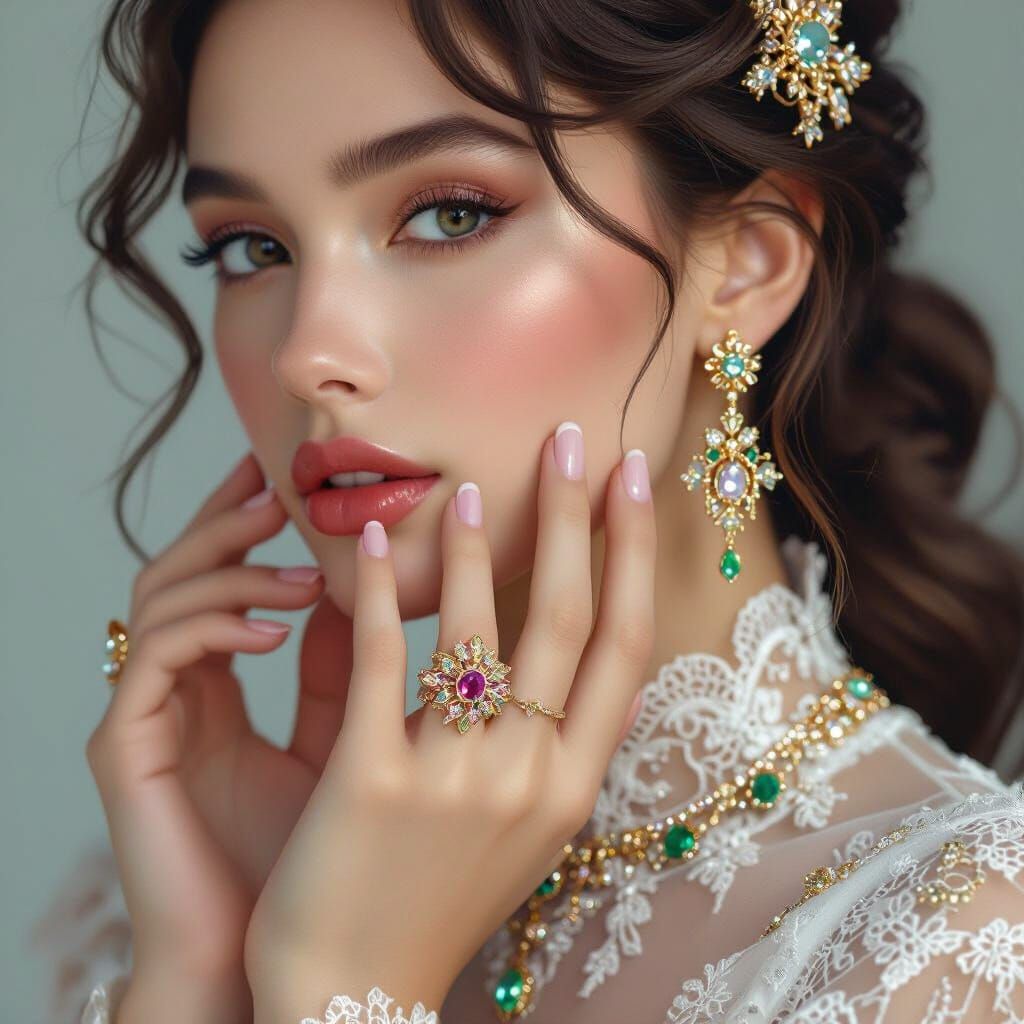 Woman's Intricate Ring in Ethereal Style