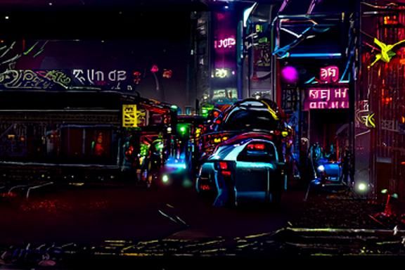 Neon Cyberpunk Street Scene at Night in 4K