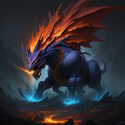 Demon Dragon Roaring in Dramatic Fantasy Art