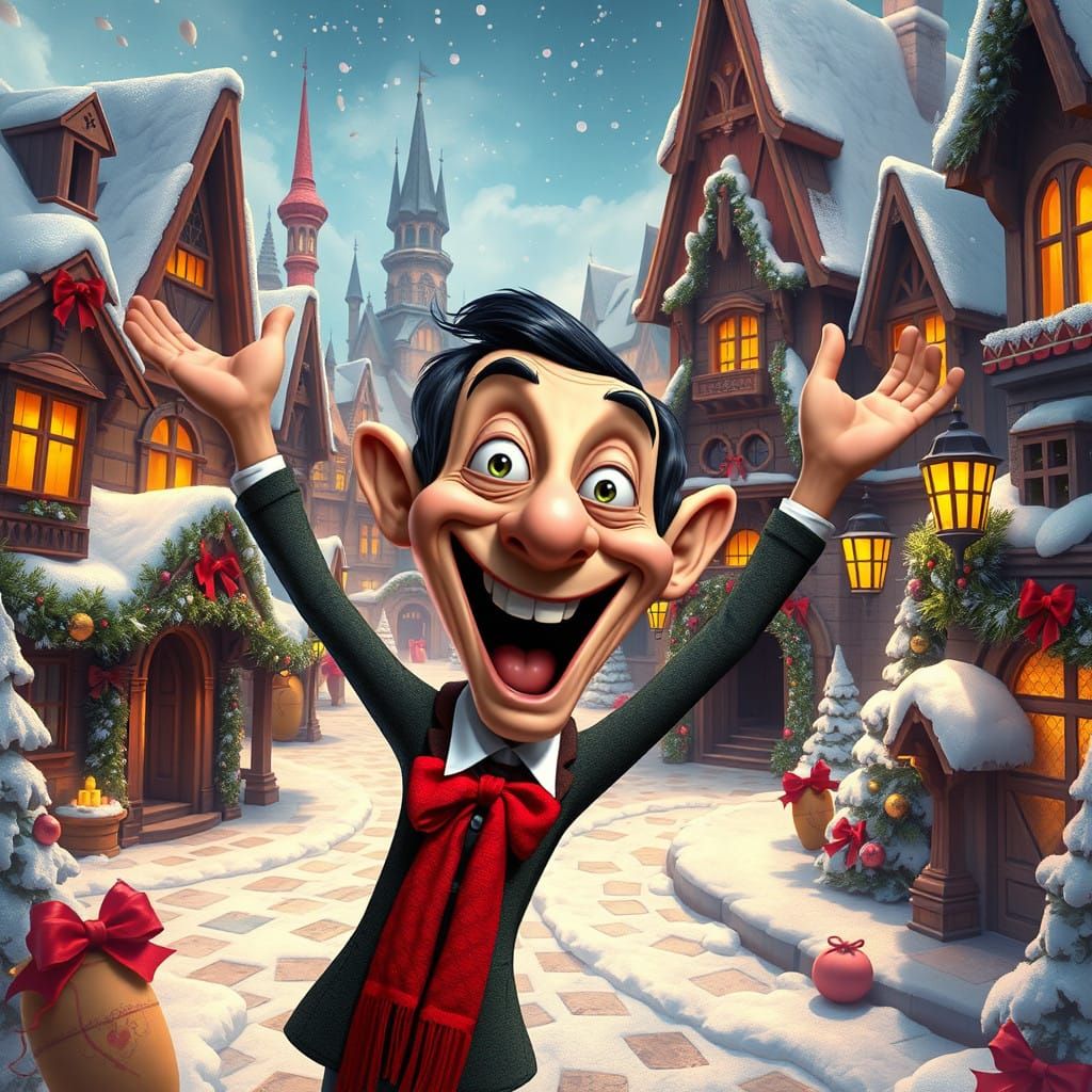 Surreal Mr. Bean Celebrates Festive Navidad Scene