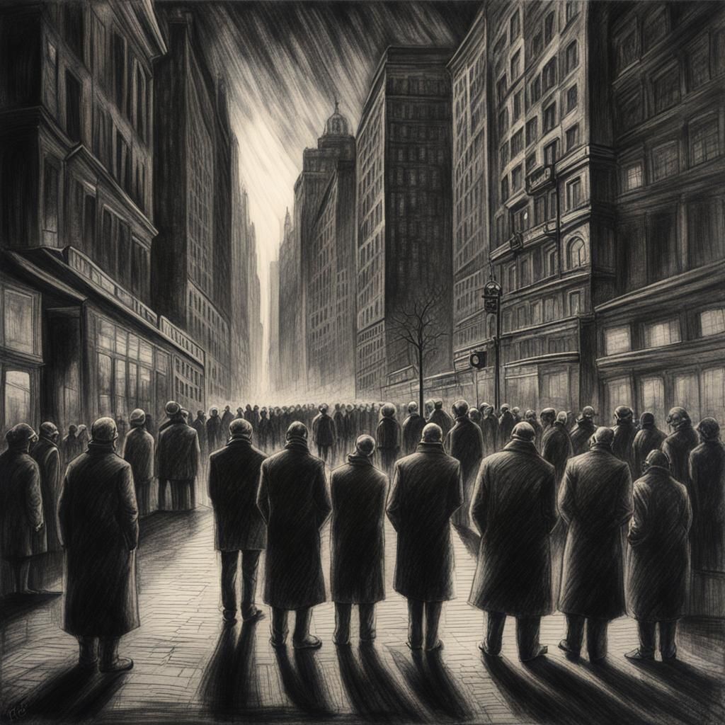 Dramatic Noir Cityscape in Charcoal