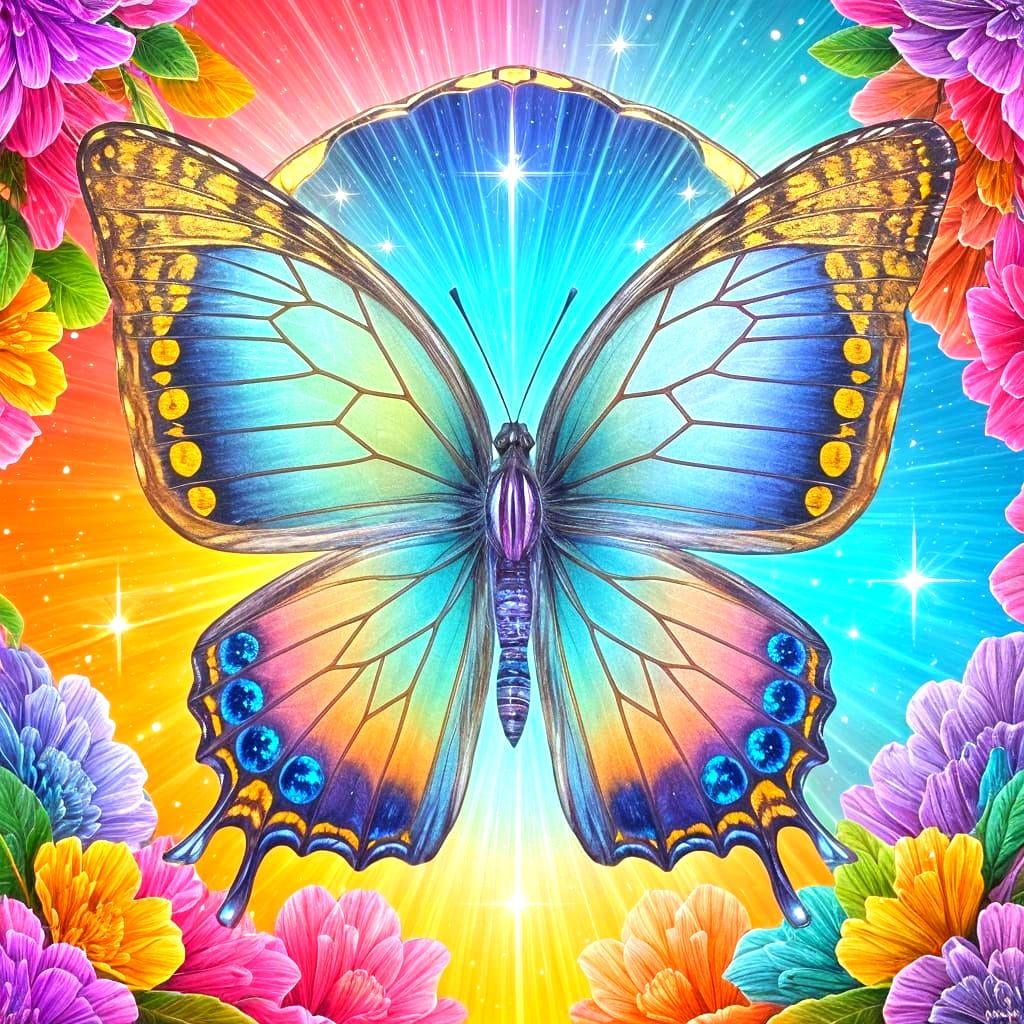 Gemstone Butterfly with Glittering Wings