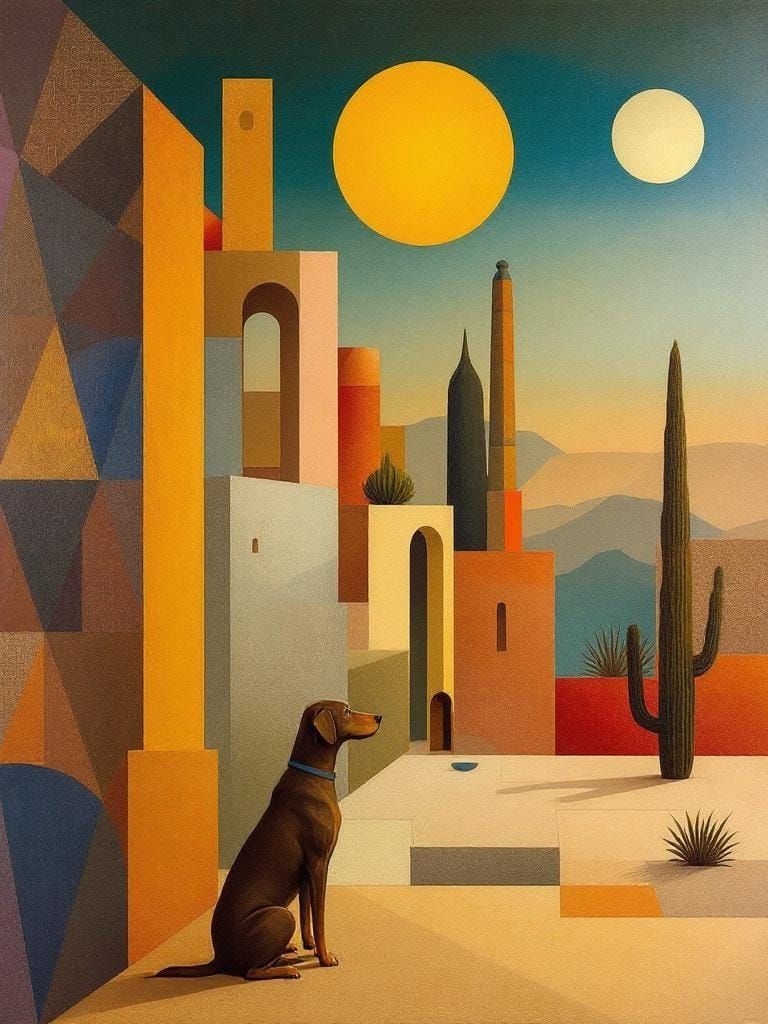 Dog in Sun: Geometric Inca Art Style
