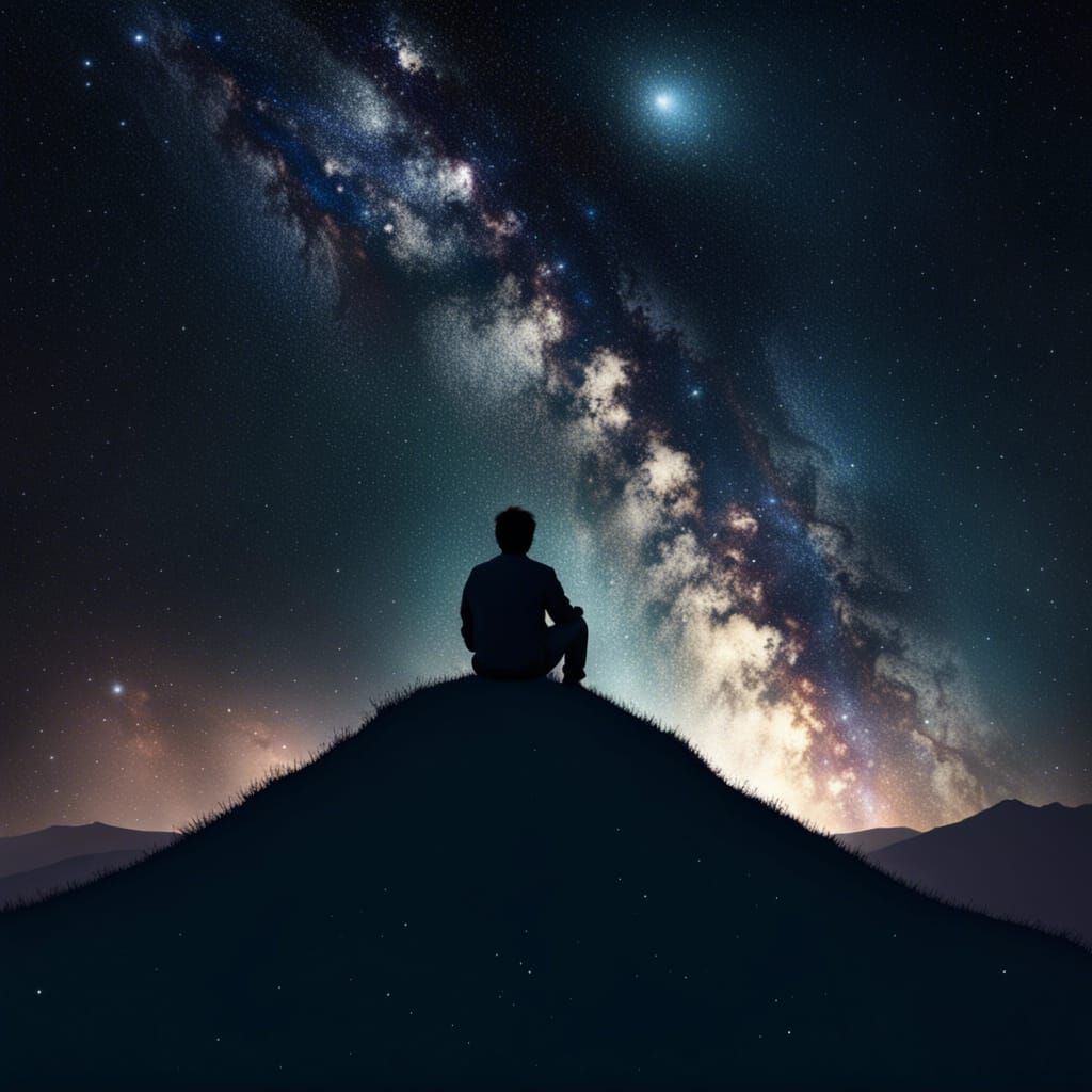 Person Silhouetted Under a Brilliant Milky Way
