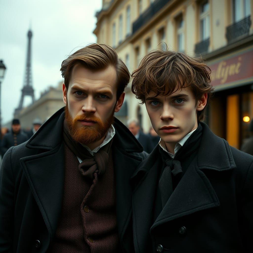 Verlaine and Rimbaud in Paris: A Cinematic Film Still