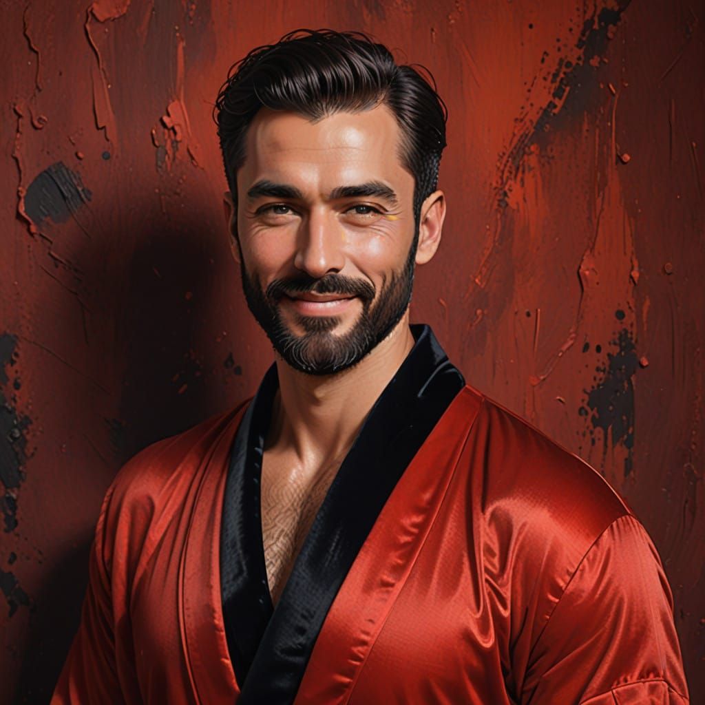 A Handsome Gentleman in Red Velvet Robe
