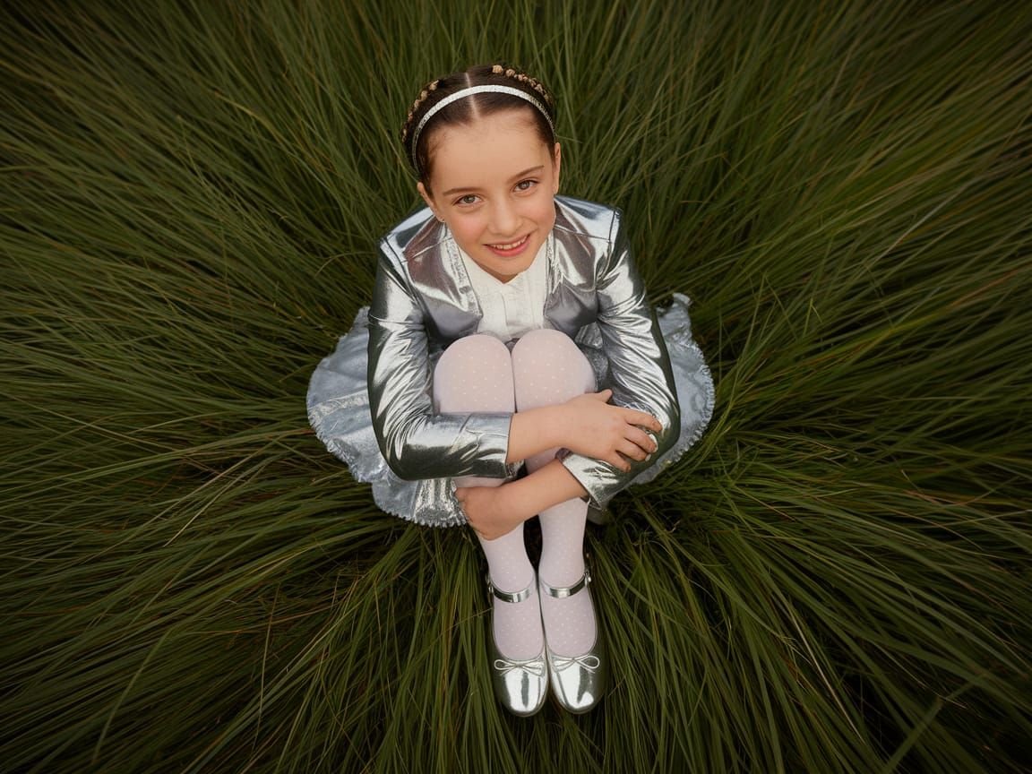 Young Girl in Shimmering Silver