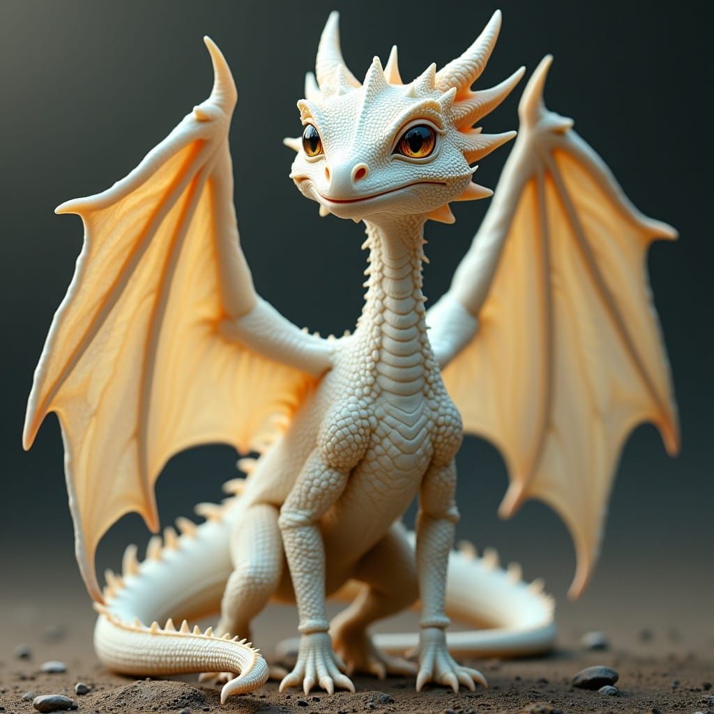 Albino Dragon Portrait with Iridescent Scales