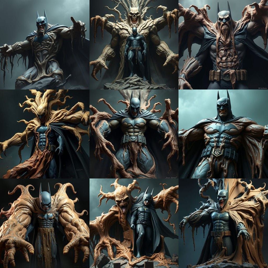 Batman Subsumed by Clayface's Terracotta Form in Fantastical...