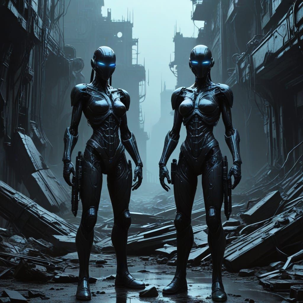 Glowing Siamese Twins Defy Chupacabra in Futuristic Warzone