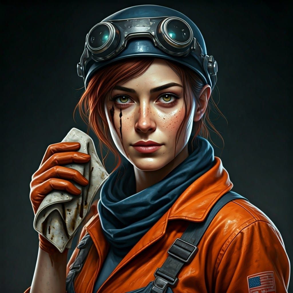 Sultry Mechanic in Hyper-Realistic Oil Painting Style