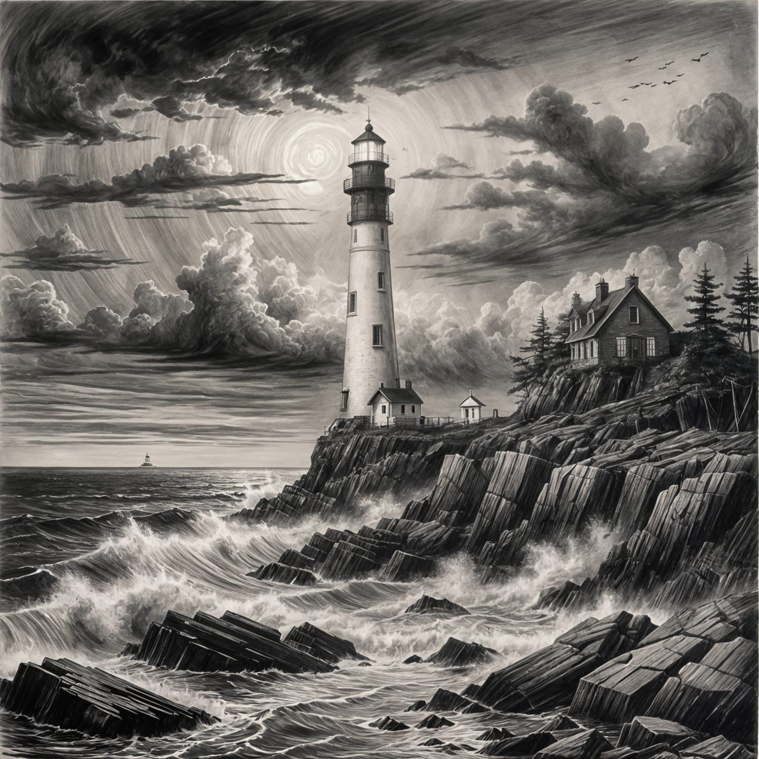 charcoal lighthouse