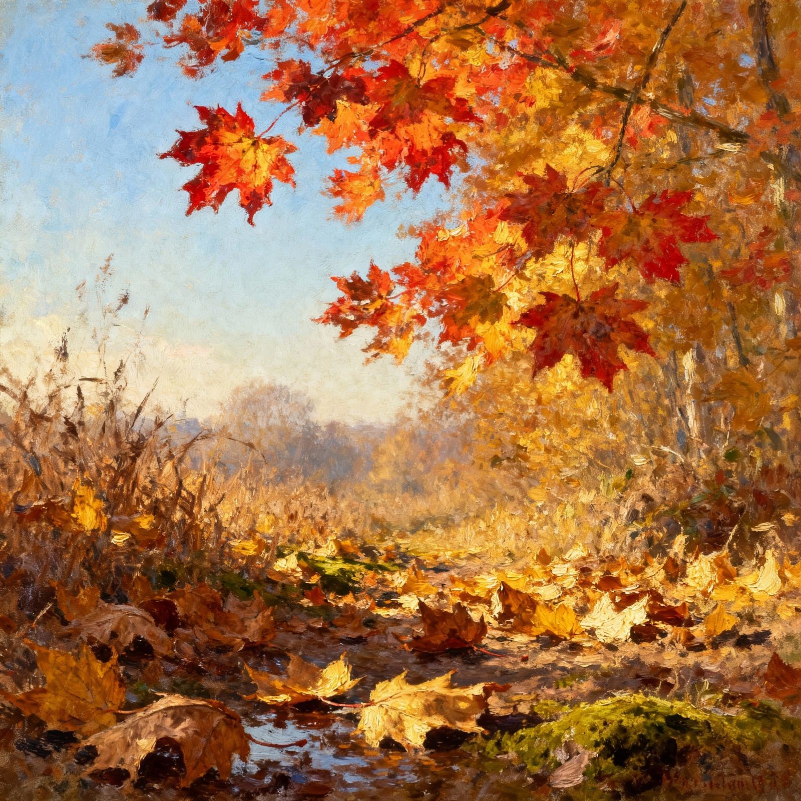 Sugar Maple in Autumn Glory Impressionist Painting