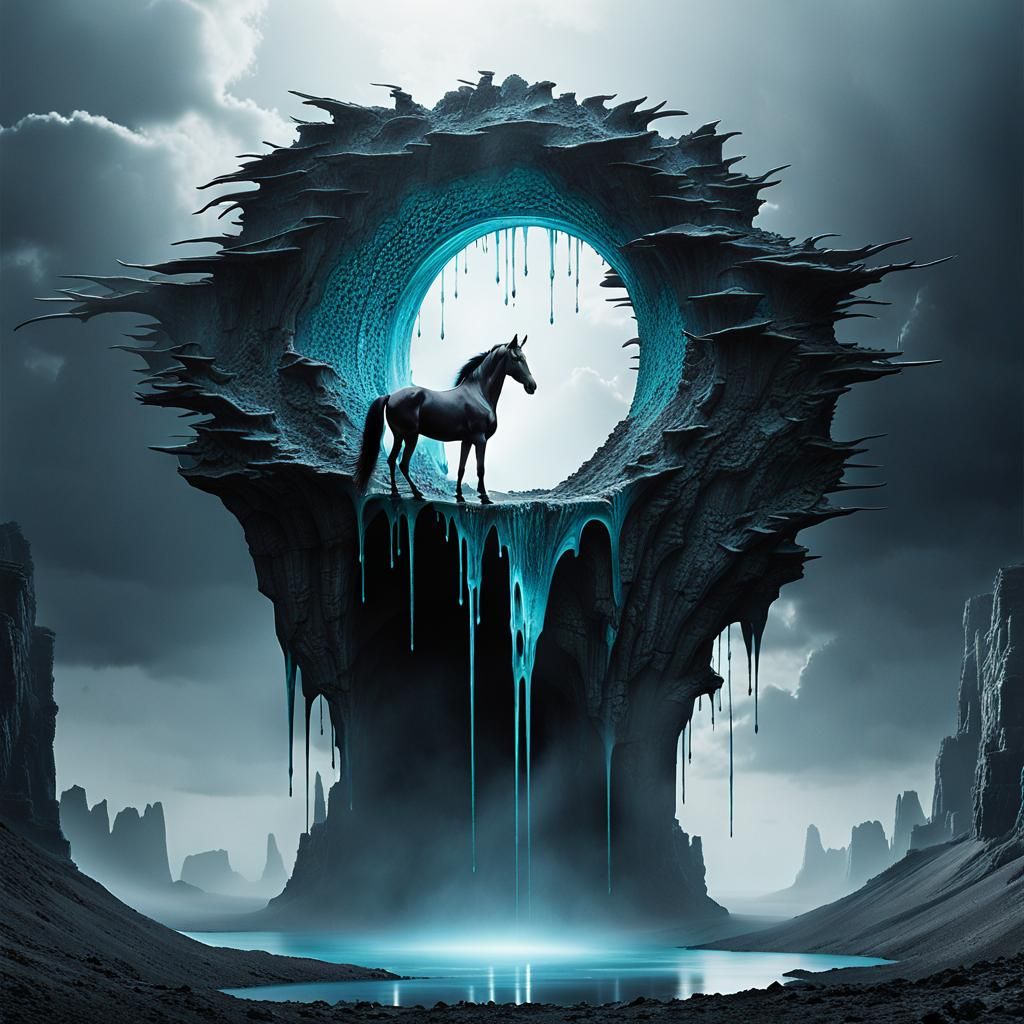 Surreal Horse-Bird Morphosis in Mystical Wonderland