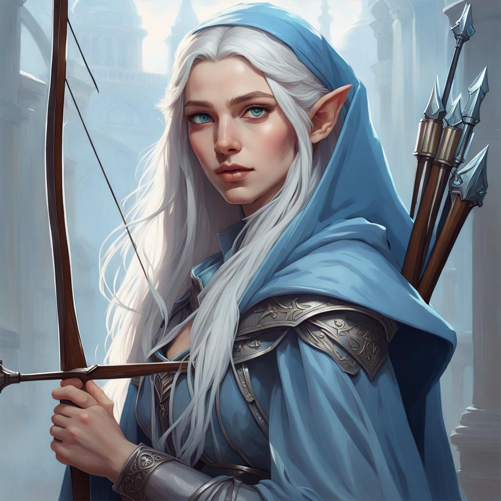 Enchanting Elf Archer Portrait in Art Nouveau Style