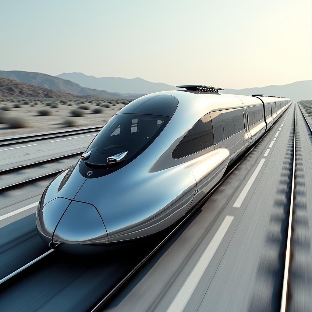 Futuristic Tesla Train: High-Speed Rail Concept