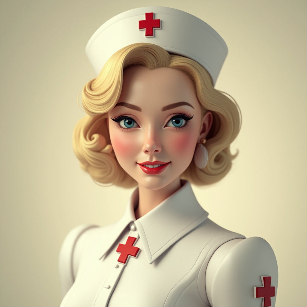 Elegant 1940s Nurse in Classic Hollywood Style