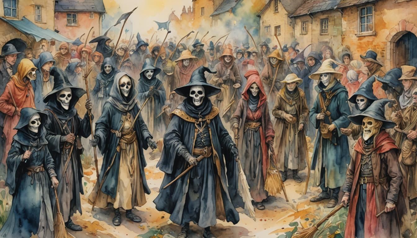 Whimsical Watercolour Grim Reapers Convention