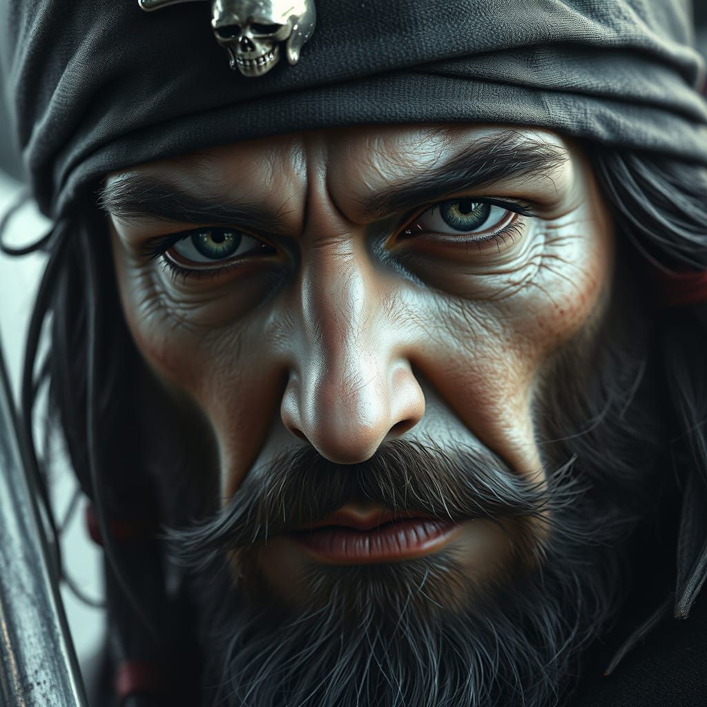 Medieval Pirate in Charcoal and Iridescent Accents