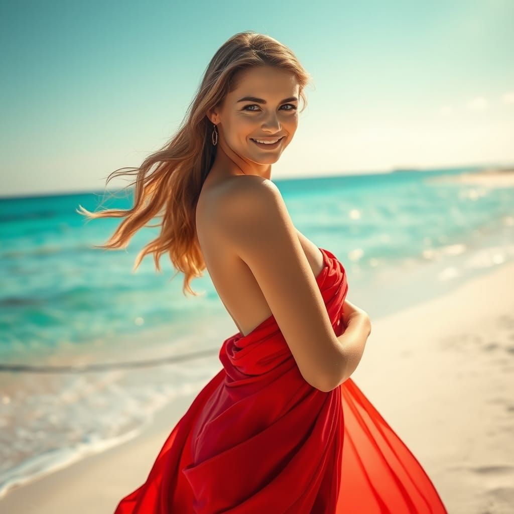 Goddess on a Beach in Matte Painting Style