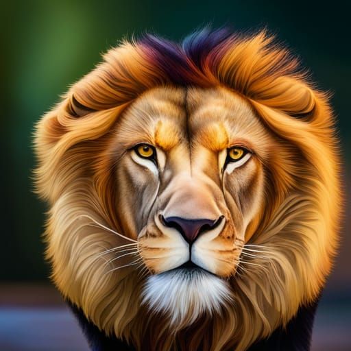 Colorful Male Lion Portrait in Natural Lighting