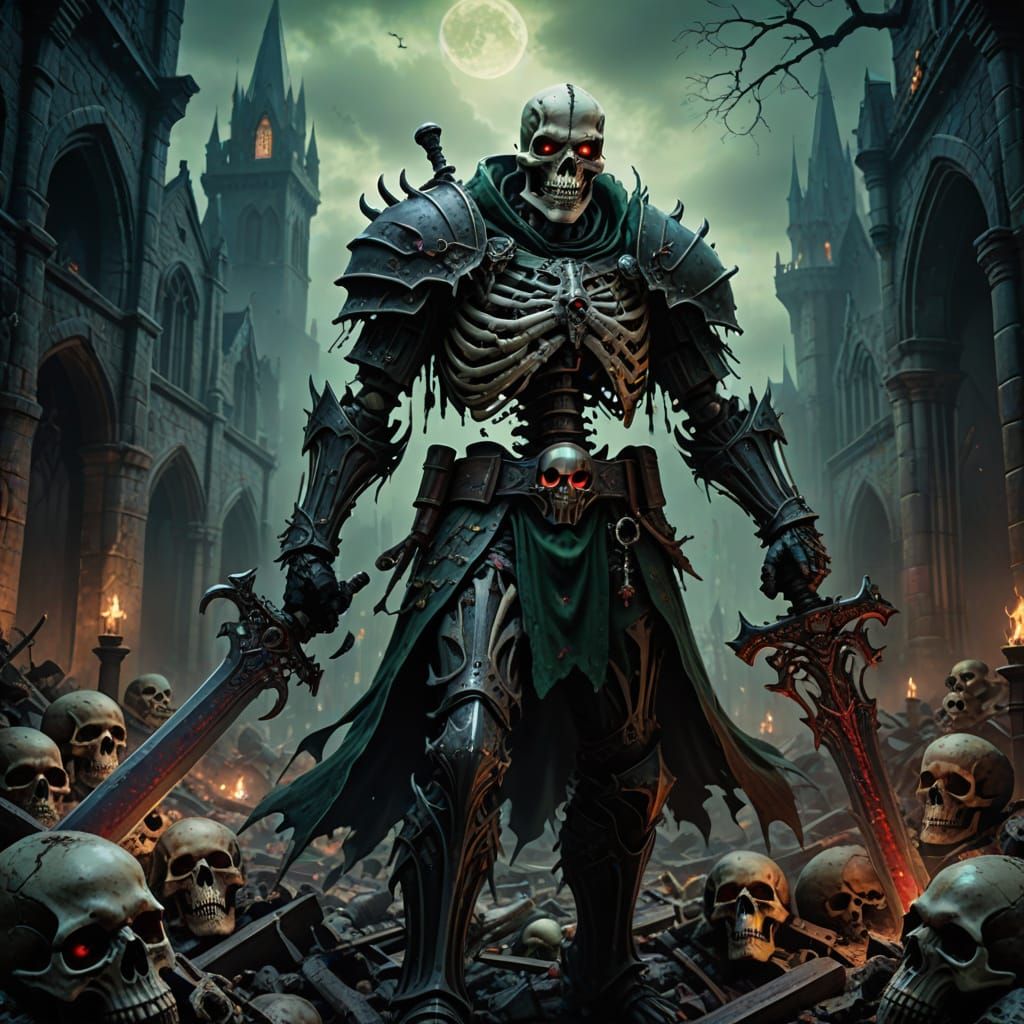 Gothic Skeletal Warrior in Dark Fantasy Art
